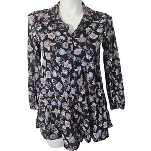 Style & co floral blouse long sleeve sz M